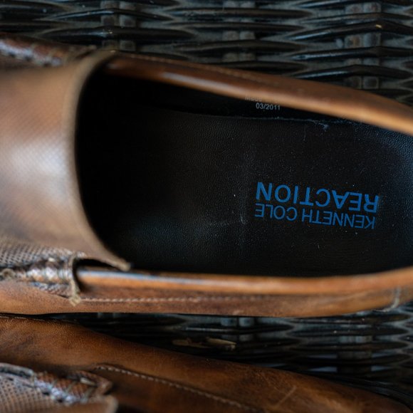 Kenneth Cole Reaction Tan/Brown Dress Shoes Slip Ons - Picture 6 of 10